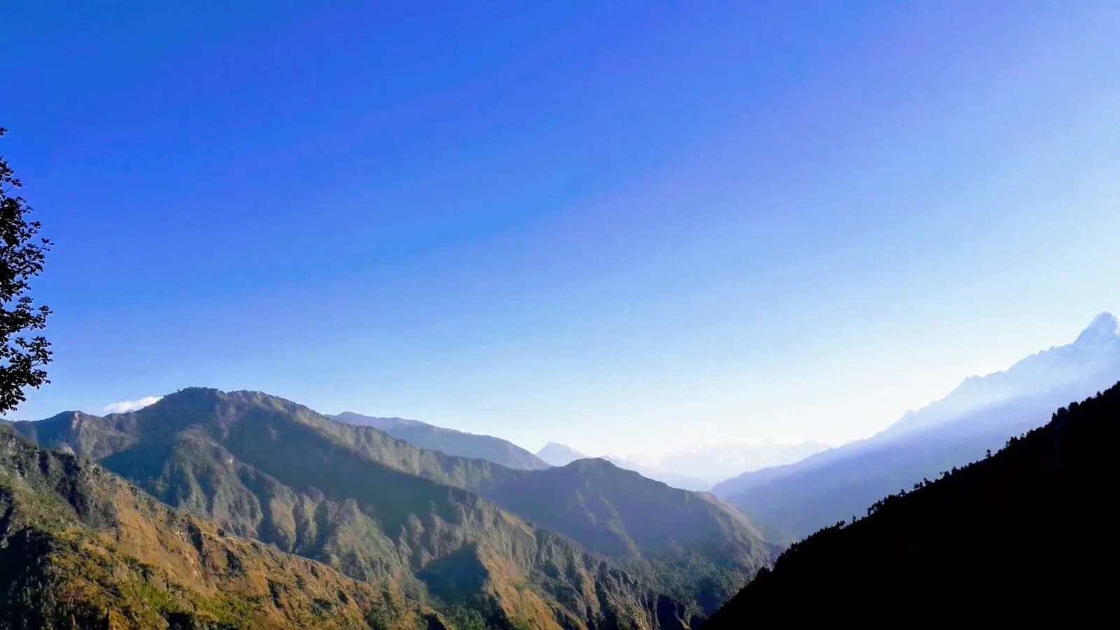 The sacred fishtail peak of Machhapuchhre seen from Annapurna Base Camp under clear skies
