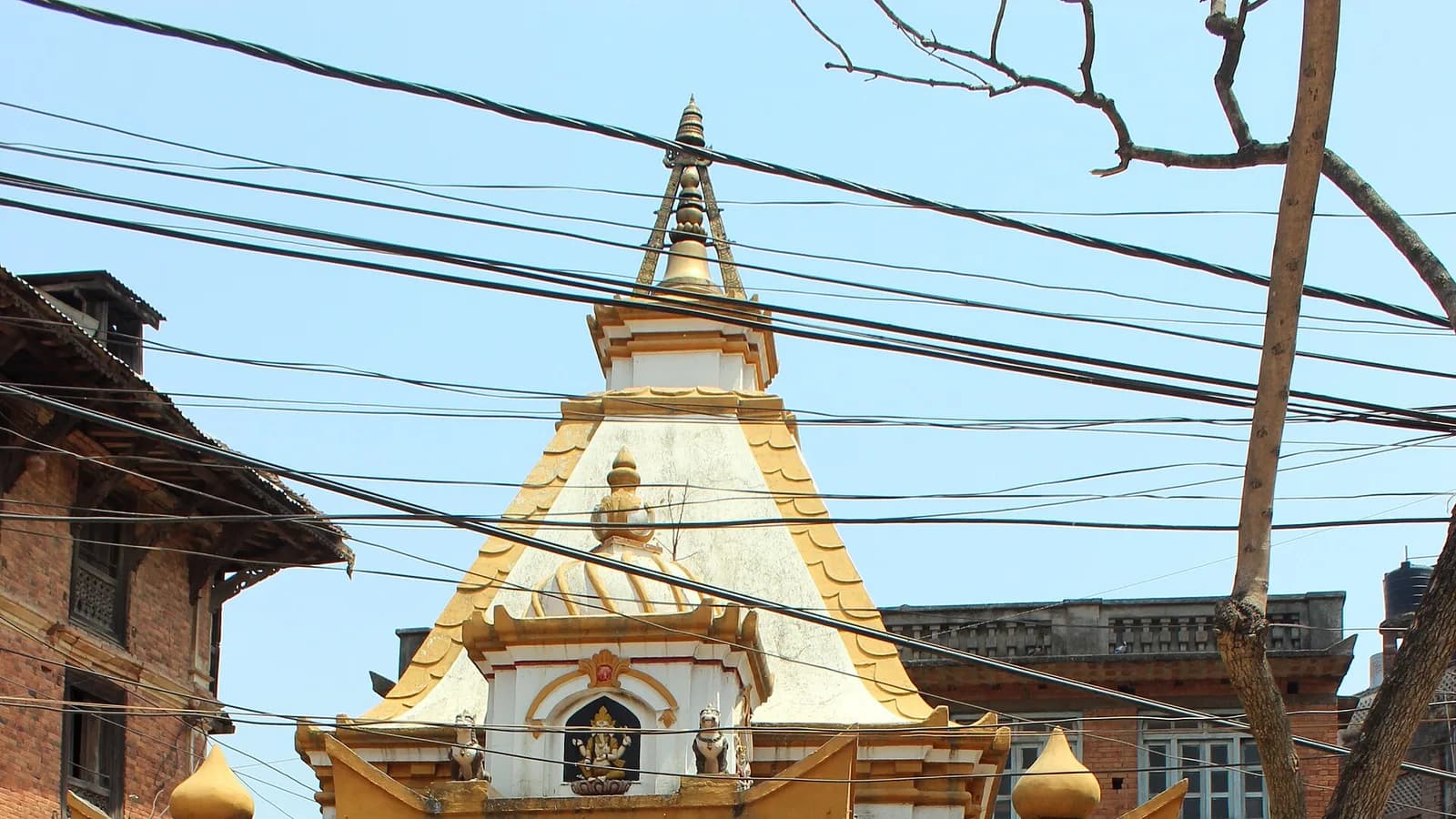 A traditional brick temple in the old town of Dhulikhel, Nepal