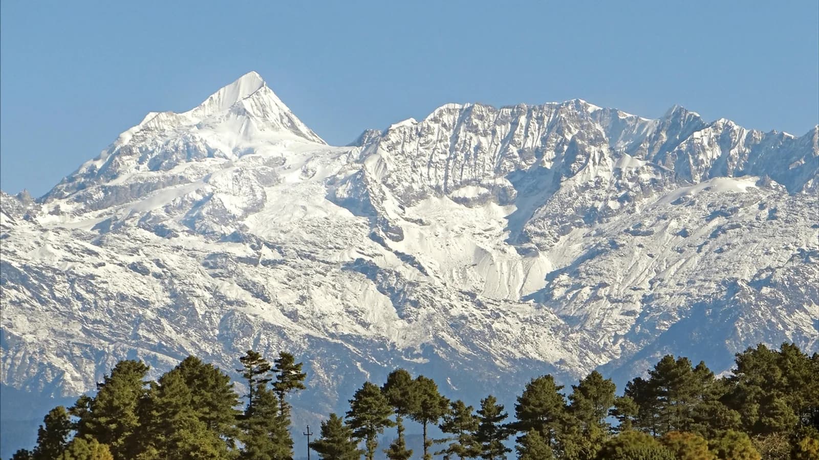 Snow-capped Himalayan peaks rising above the Langtang Valley in Nepal