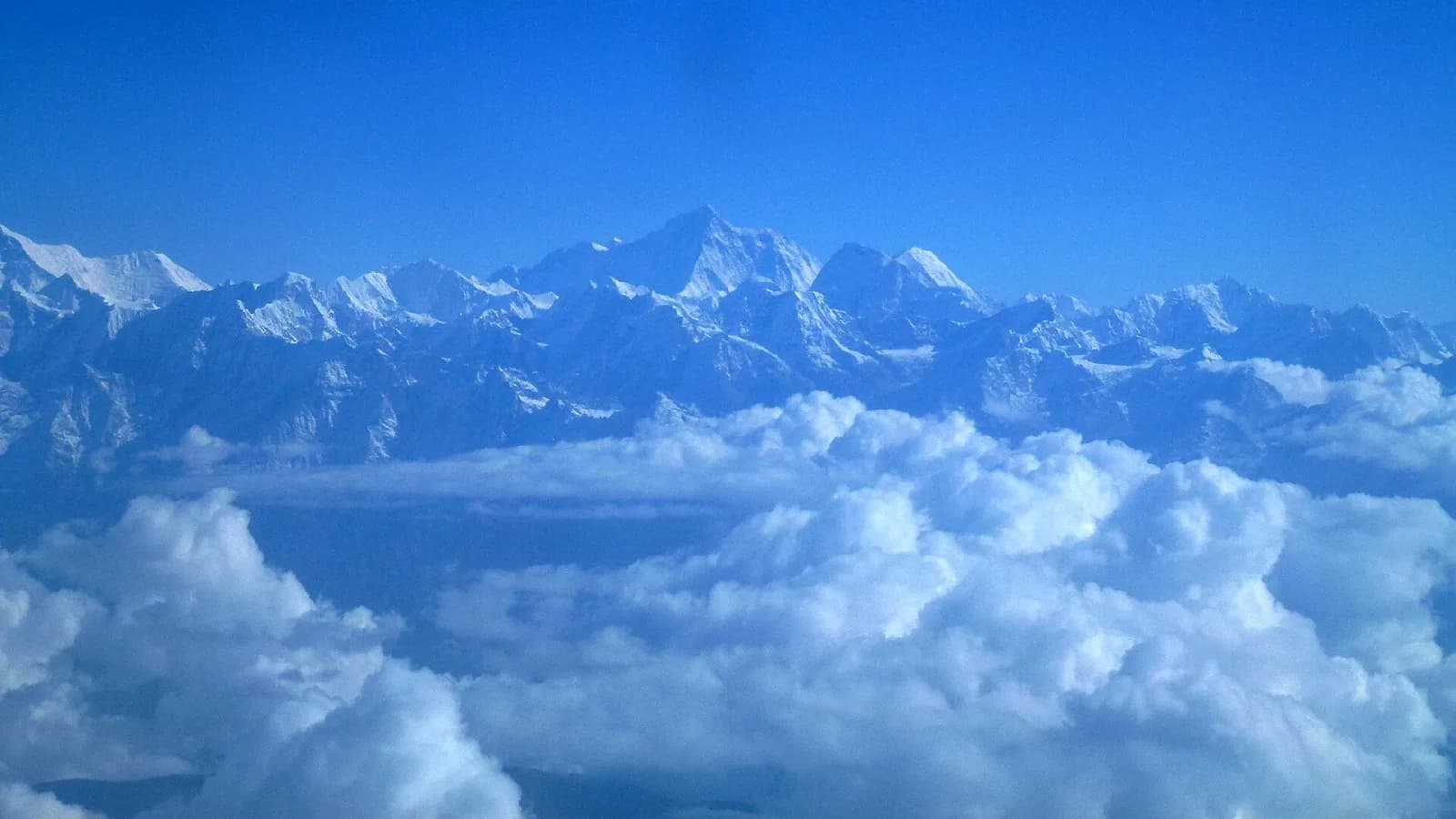The 8,463-metre summit of Makalu photographed from a Himalayan mountain flight in Nepal