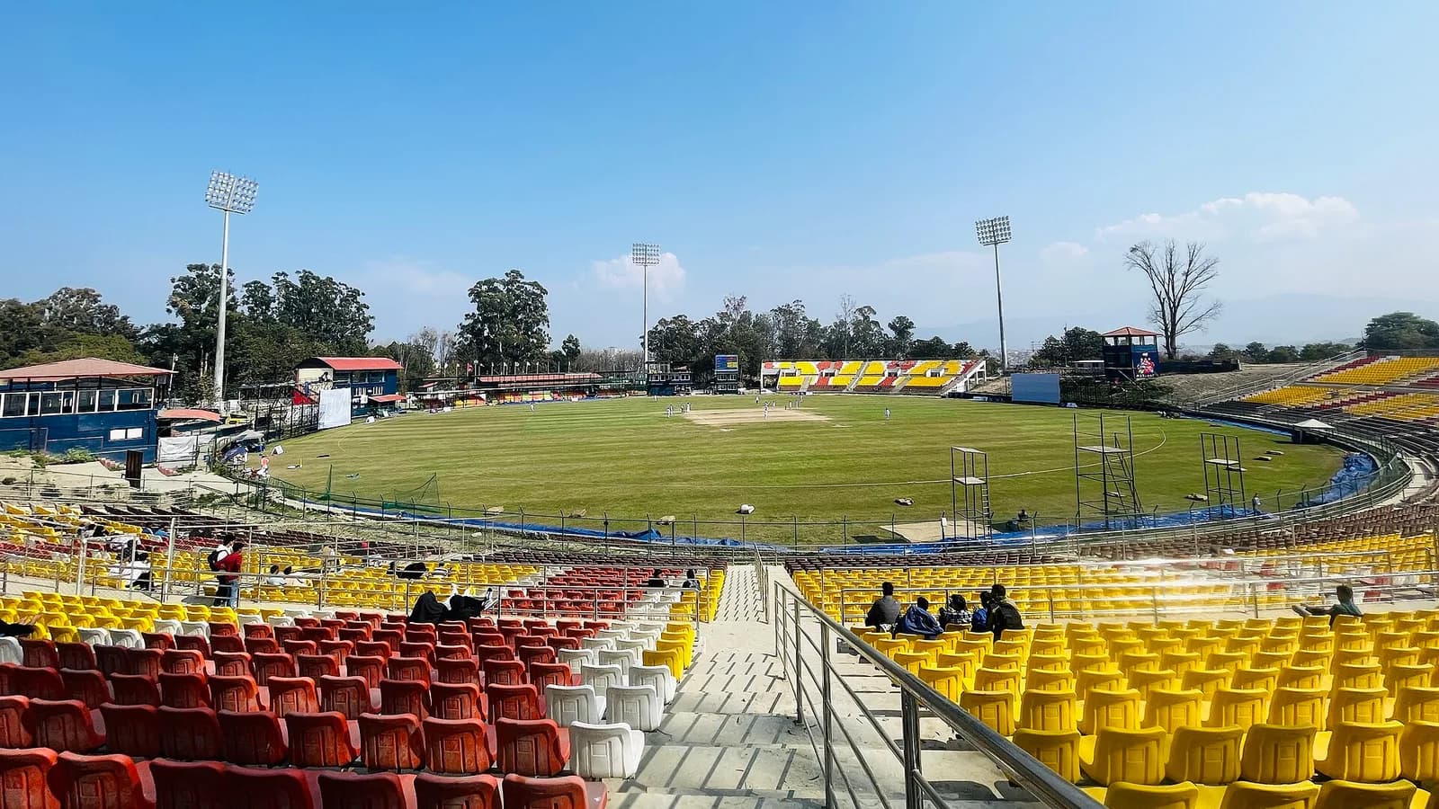The Tribhuvan University International Cricket Ground in Kirtipur, Nepal, during a match
