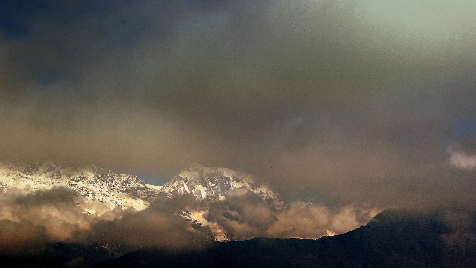 The Annapurna range rising behind Pokhara in central Nepal