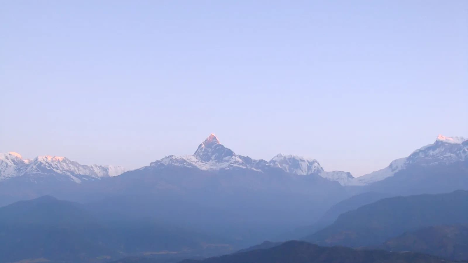 Sunrise over Machhapuchhre and the Annapurna range from Sarangkot