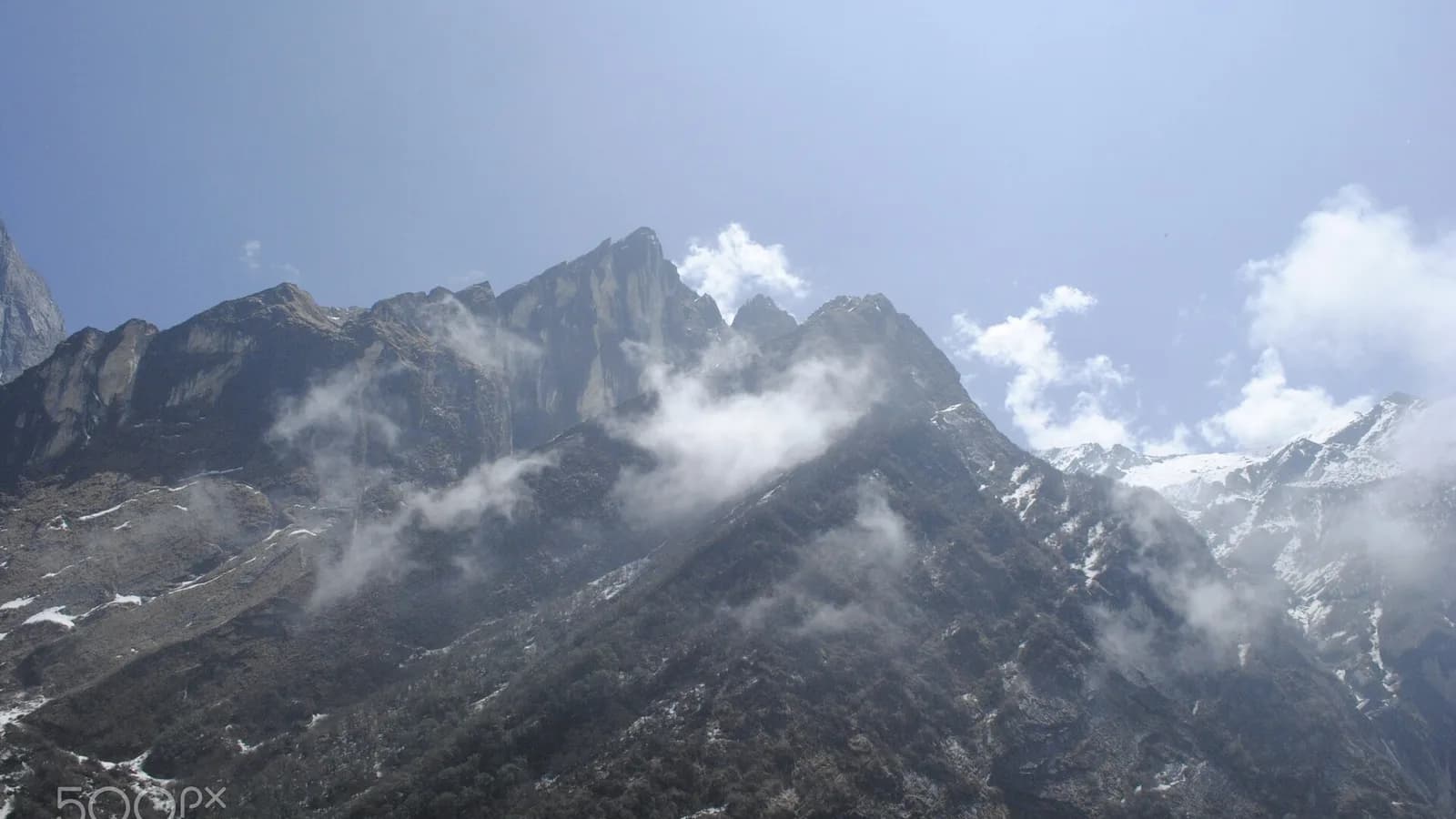 Mountain trekking trail through the Annapurna region of the Himalaya