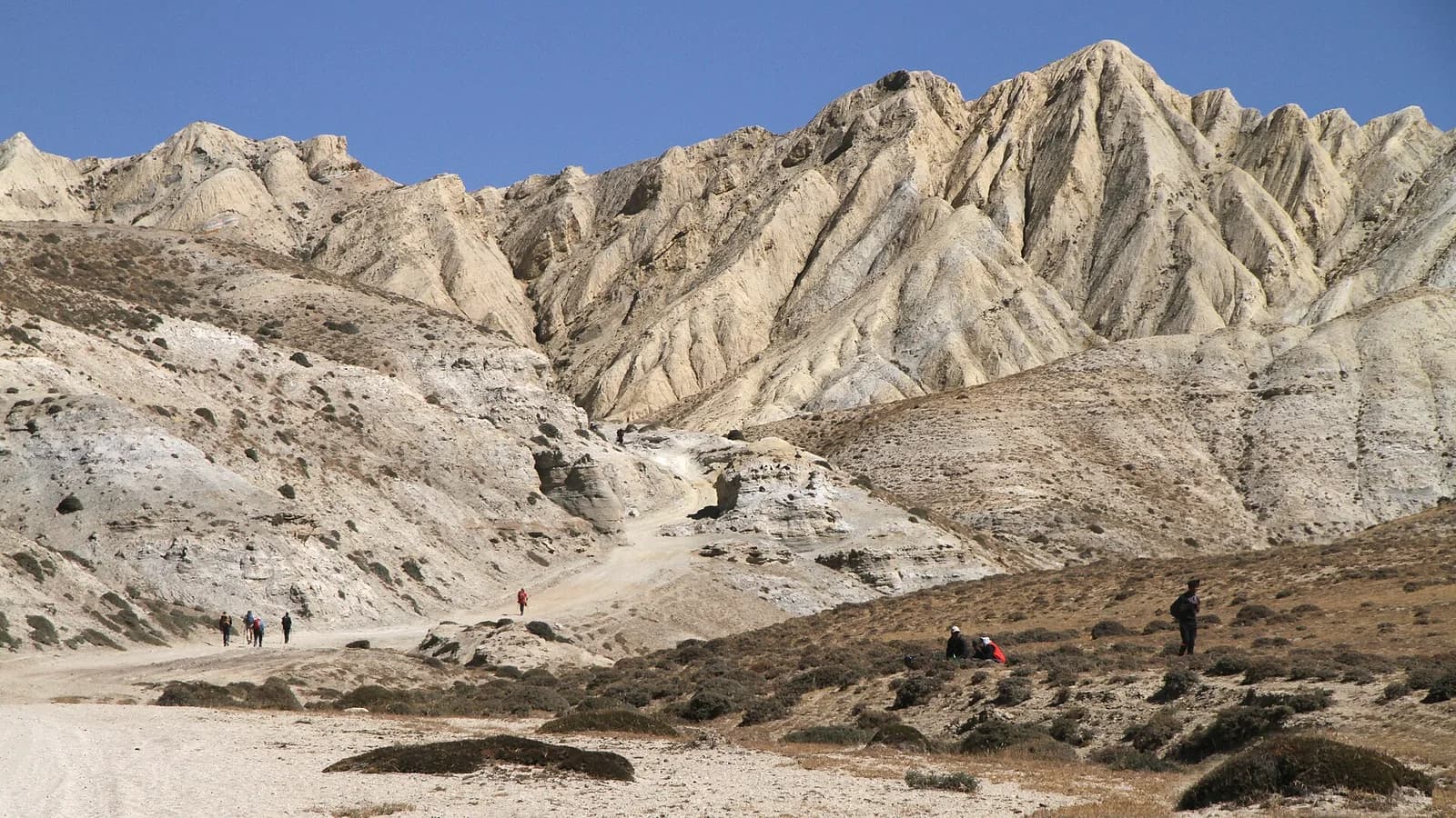 Arid desert landscape near Lo Manthang in Upper Mustang